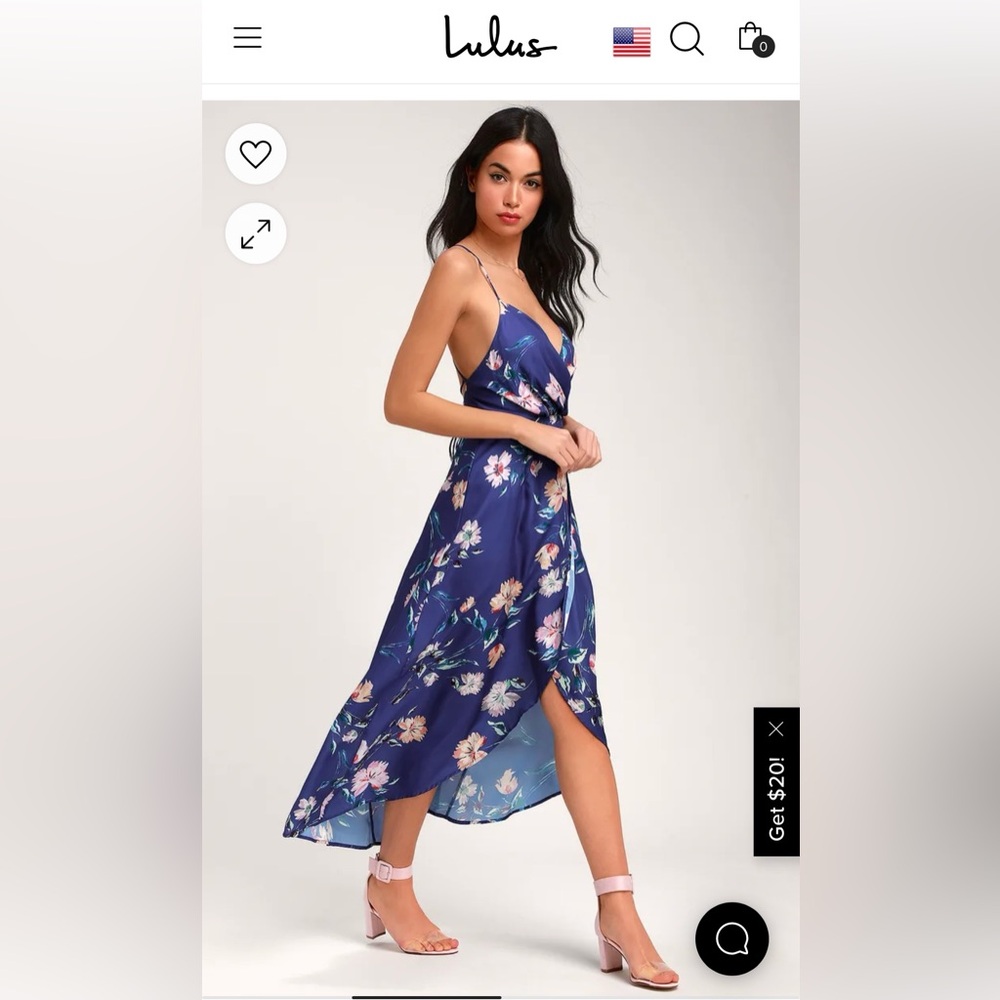Lulus Wylden Royal Blue Floral Print Lace-Up High-Low Dress